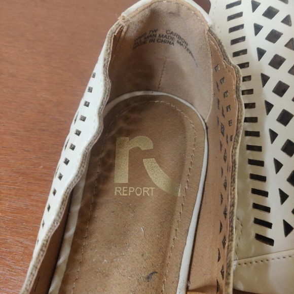 Report Women's Shoes Flats Laser Cut Design White Leather Size 7 Pointed Toe. - Picture 7 of 7